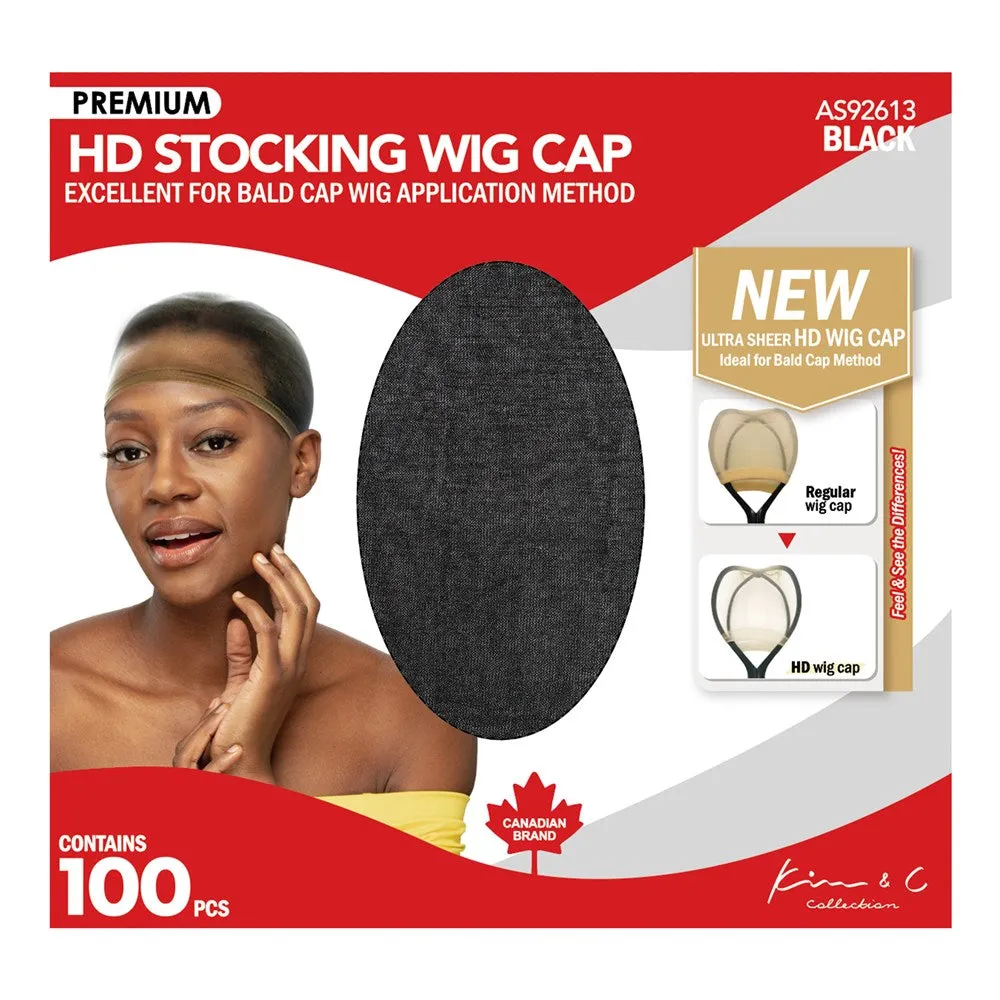 100 Premium HD Stocking Wig Caps #92613 Black