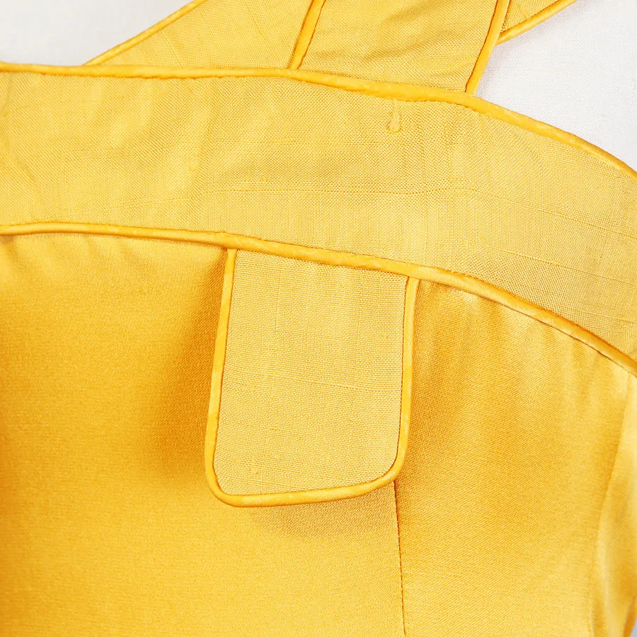 1998 Yellow Silk One Shoulder Dress