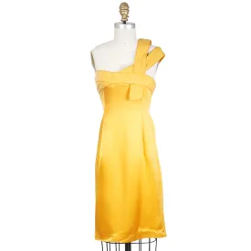 1998 Yellow Silk One Shoulder Dress