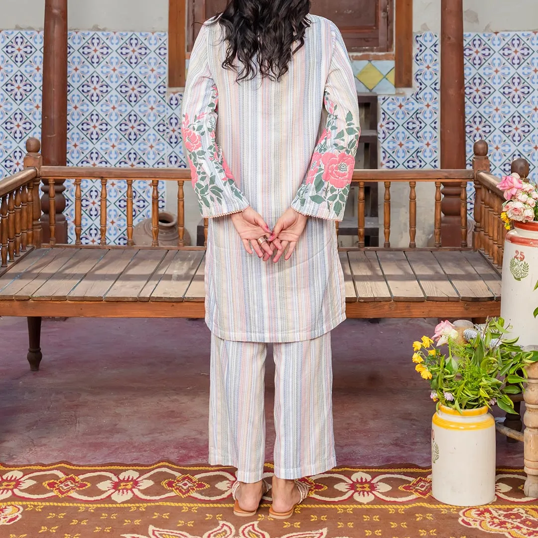 2PC- Puff Printed Chiffon Suit PS4374