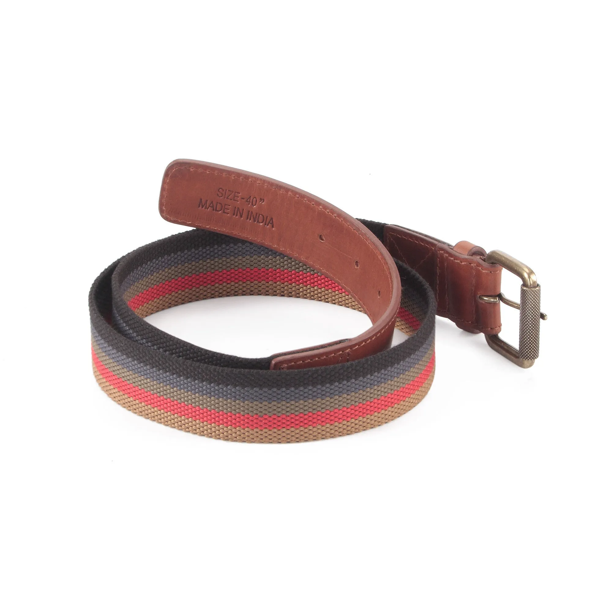 390190 Leather & Webbing Combination Belt in Tan Color | Style n Craft