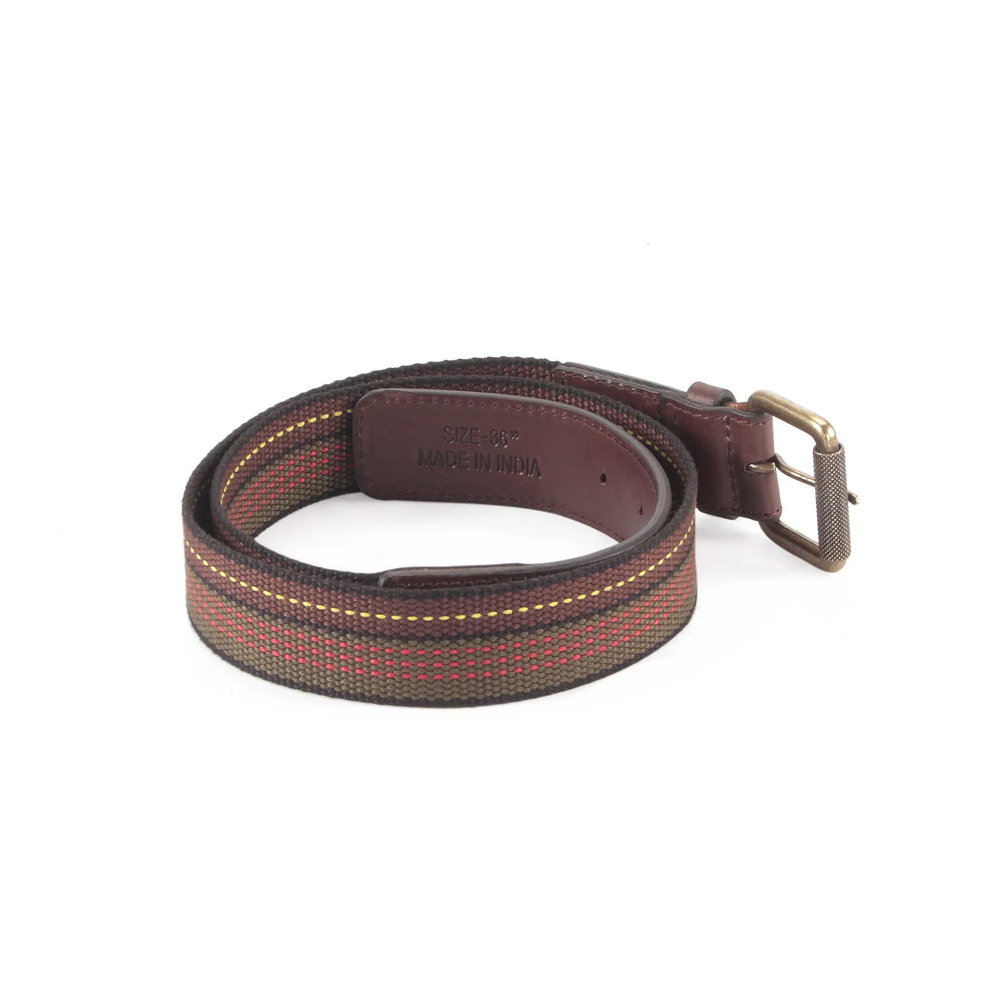 390306 Leather & Webbing Combination Belt in Brown Color | Style n Craft