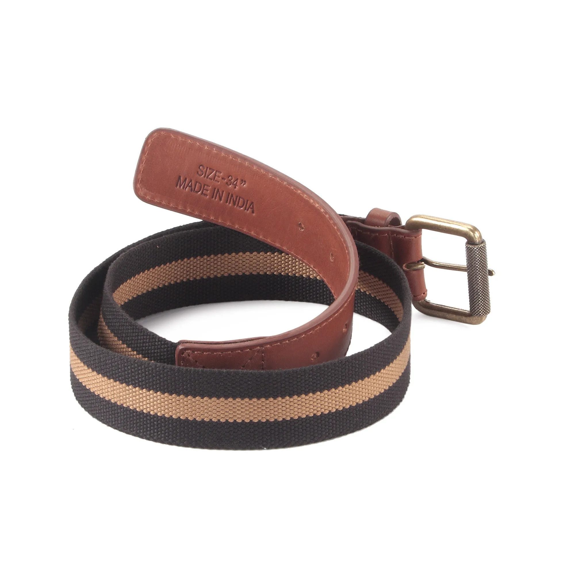 390343 Leather & Webbing Combination Belt in Tan Color | Style n Craft