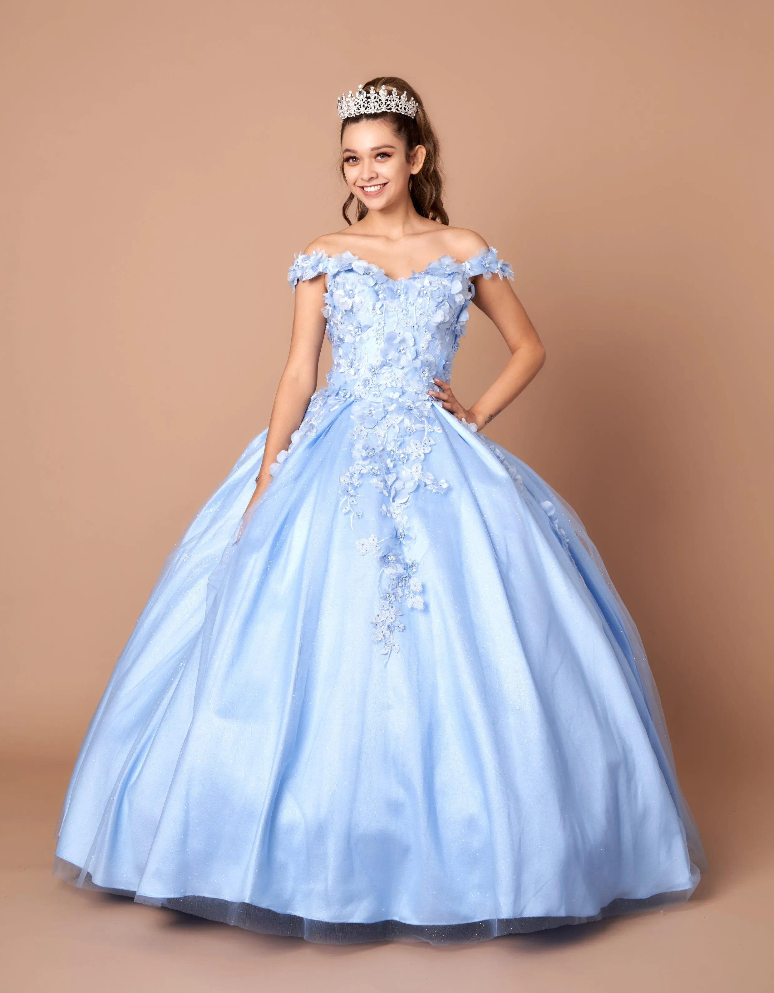 3D Floral Off Shoulder Ball Gown by Calla WB21551