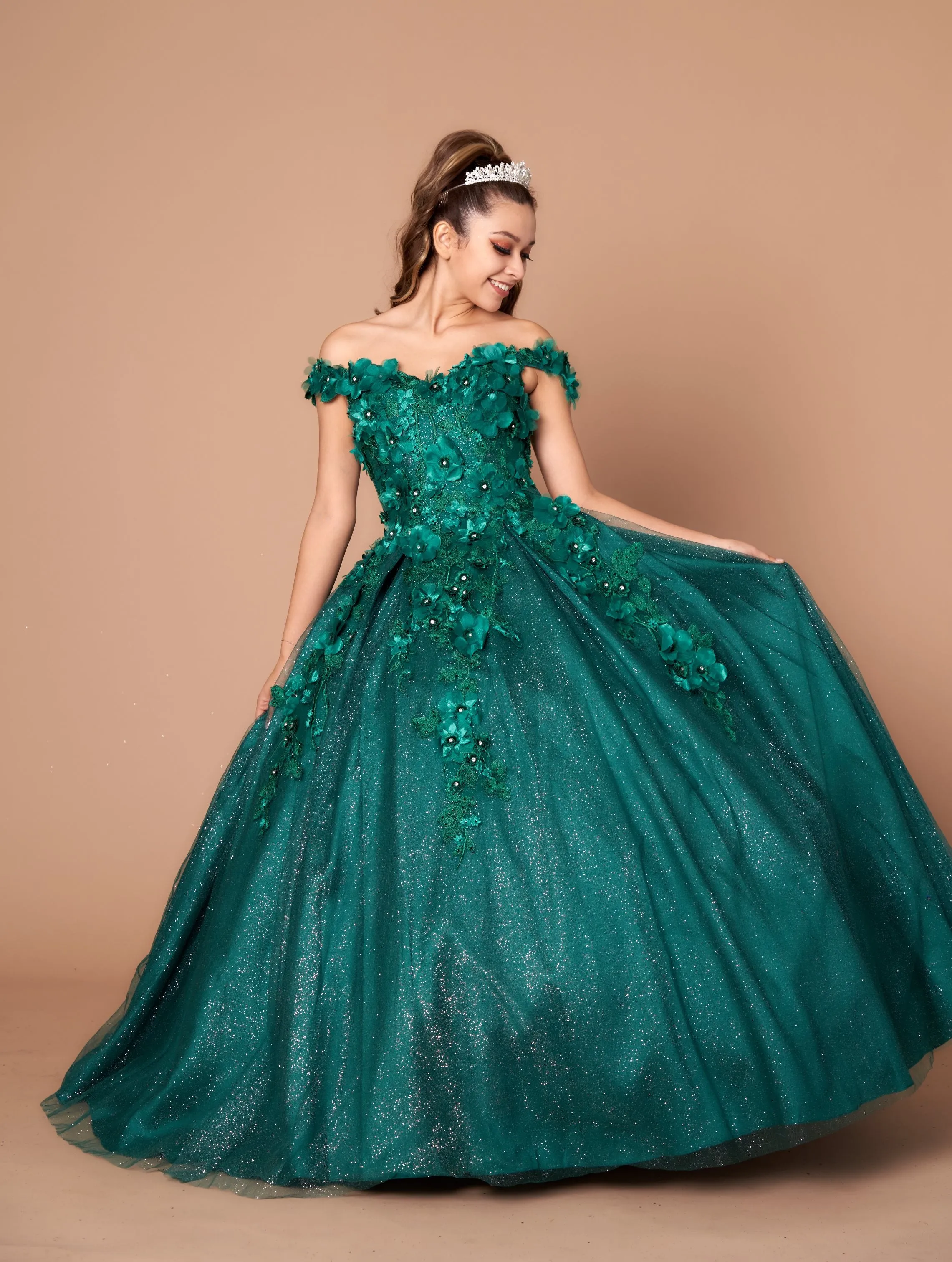 3D Floral Off Shoulder Ball Gown by Calla WB21551