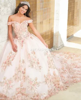 3D Floral Quinceanera Dress with Train by House of Wu 26027T