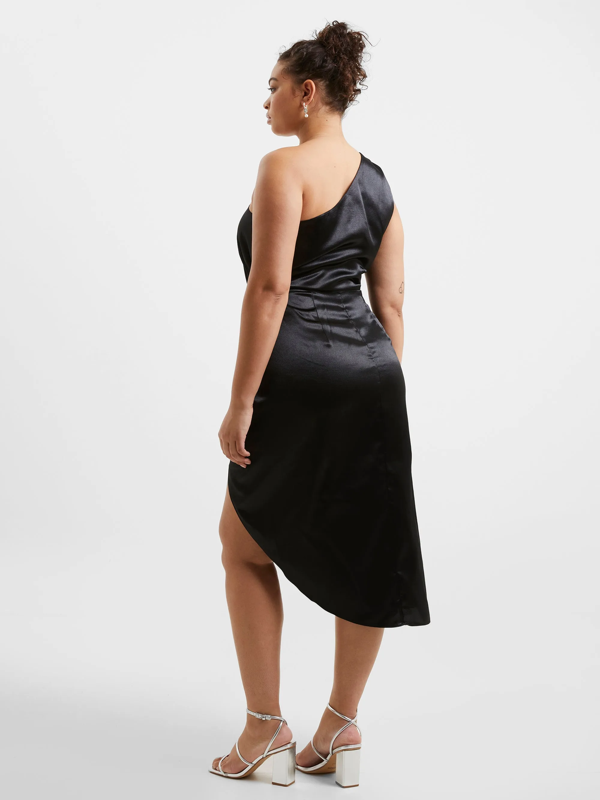 Adaline Satin One Shoulder Midi Dress