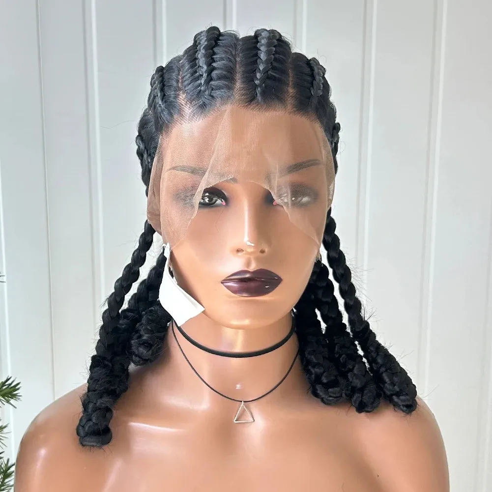 AIMEYA Synthetic Lace Wig Full Lace Braids Heat Resistant Fiber