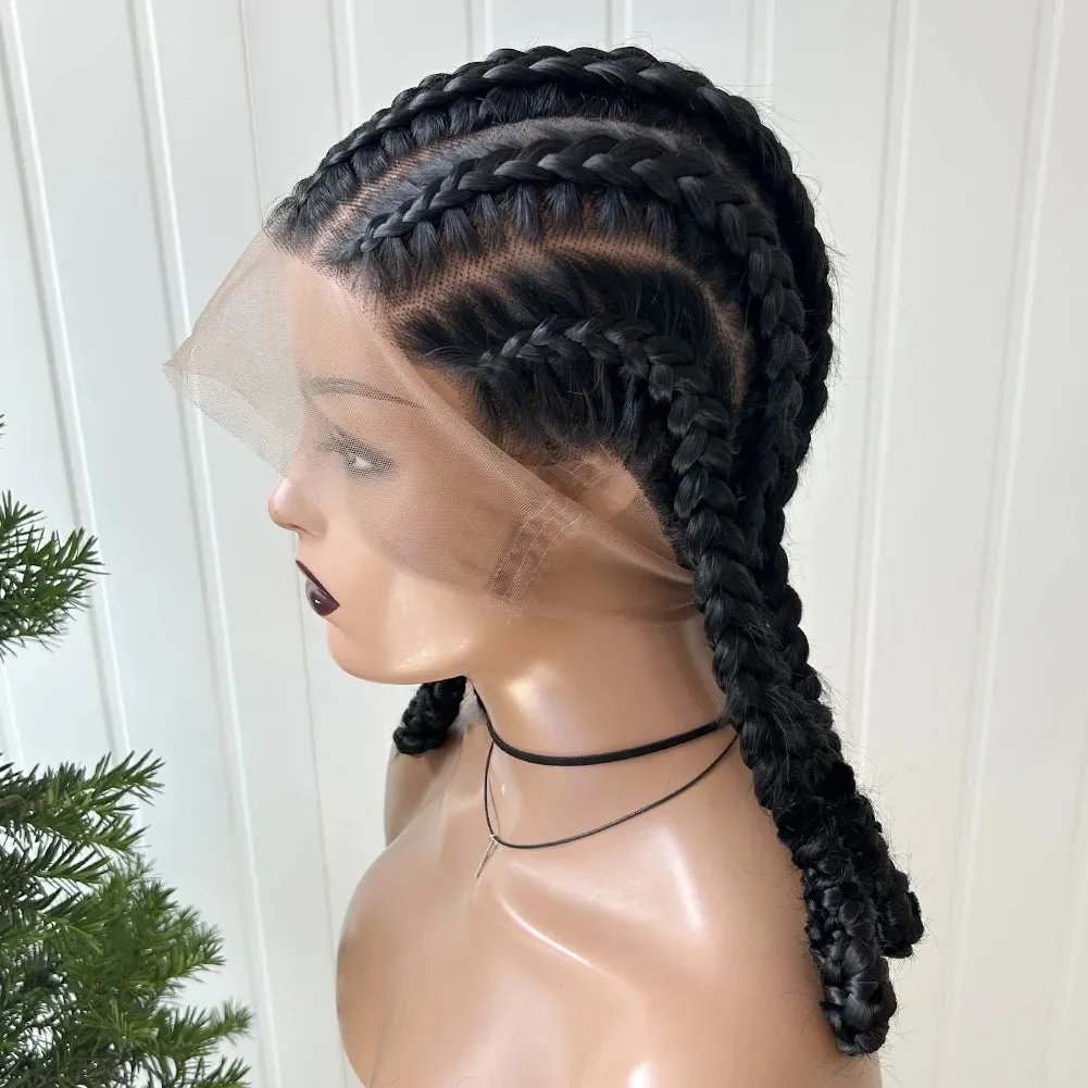 AIMEYA Synthetic Lace Wig Full Lace Braids Heat Resistant Fiber