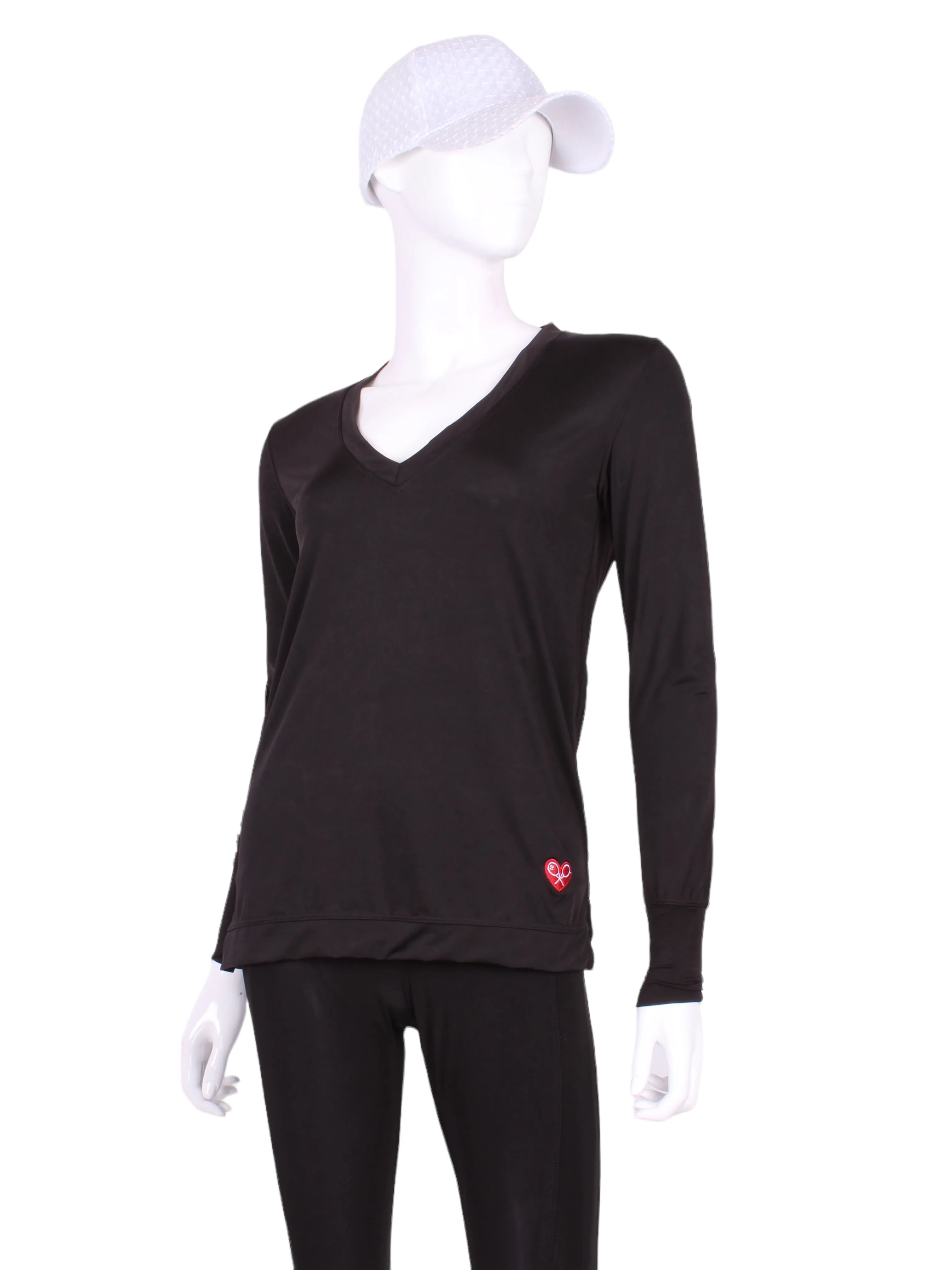 All Soft Black Long Sleeve Very Vee Tee