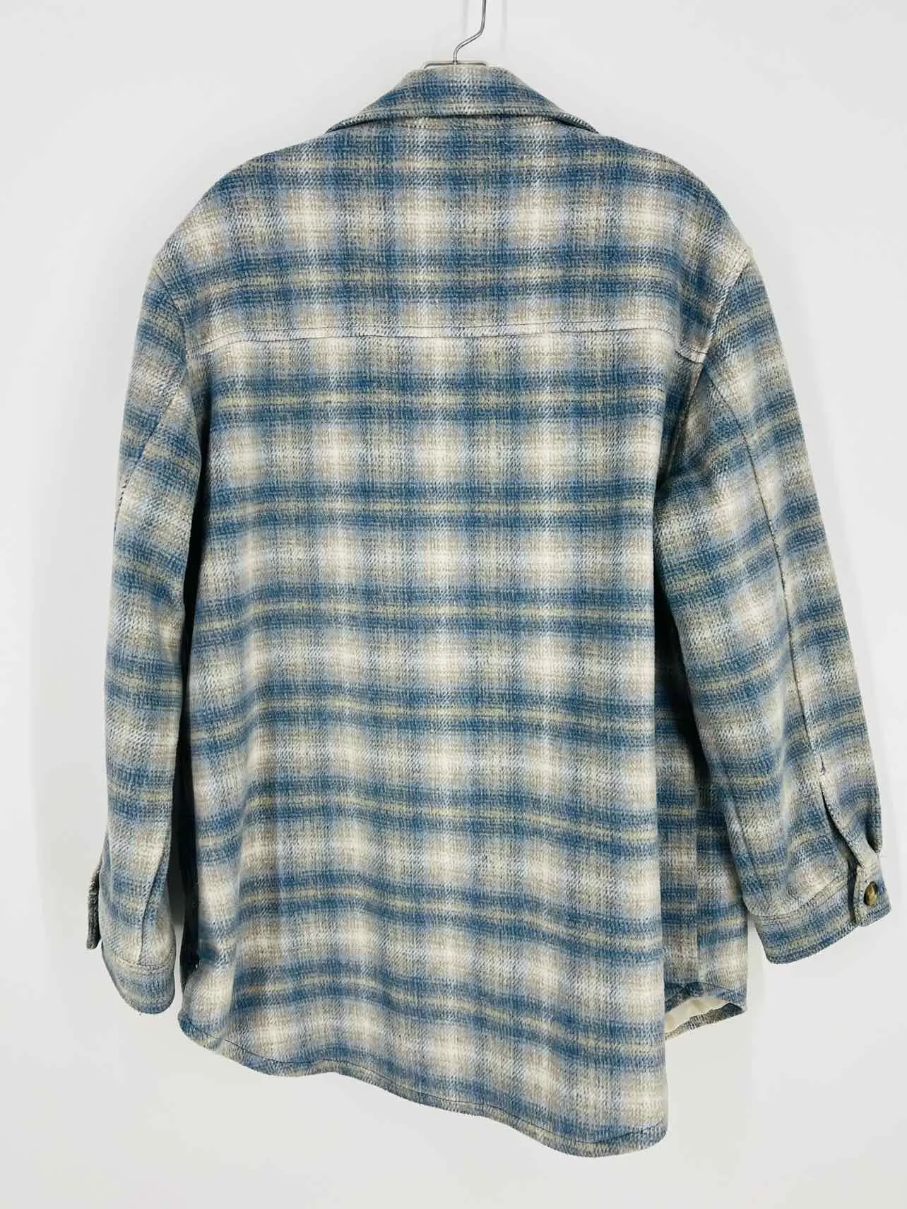 American Eagle Outftrs Size M Bl/Wh/Gry Plaid Fleece Jackets Shacket