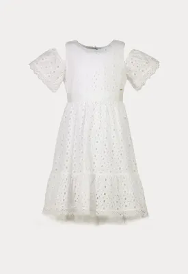 Amime Eyelet Embroidered Cold Shoulder Dress