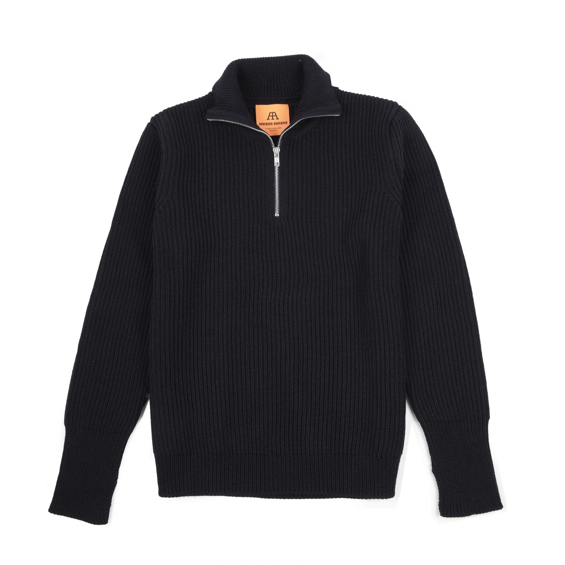 Andersen-Andersen Half Zip Navy Sweater in Navy Blue