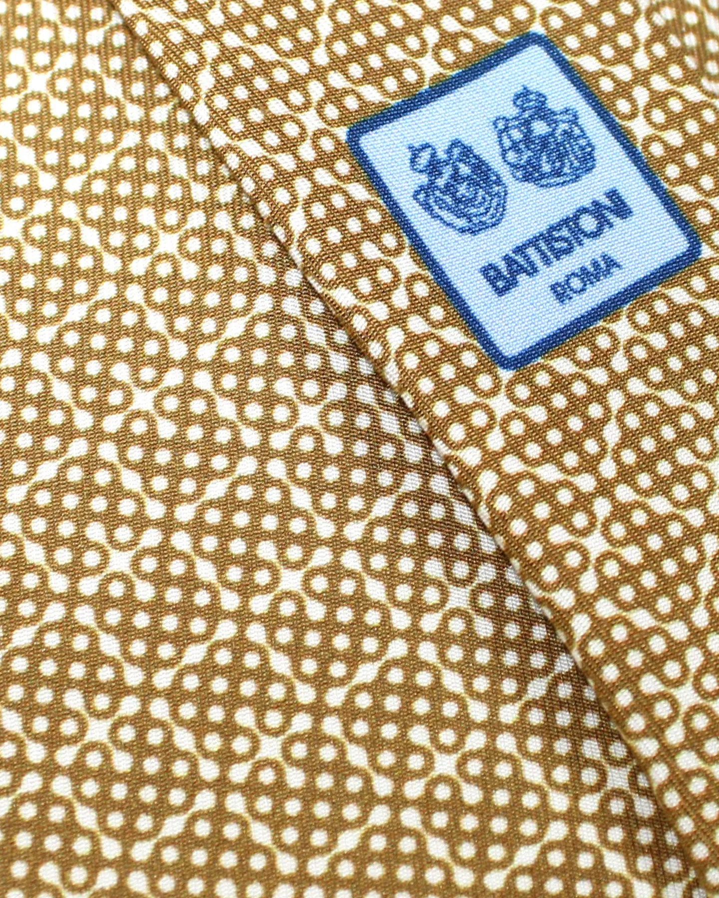 Battistoni Silk Tie Brown White Geometric SALE