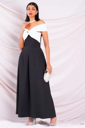 Black & White Off Shoulder Maxi Dress