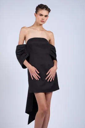 BLACK OFF-SHOULDER MINI DRESS