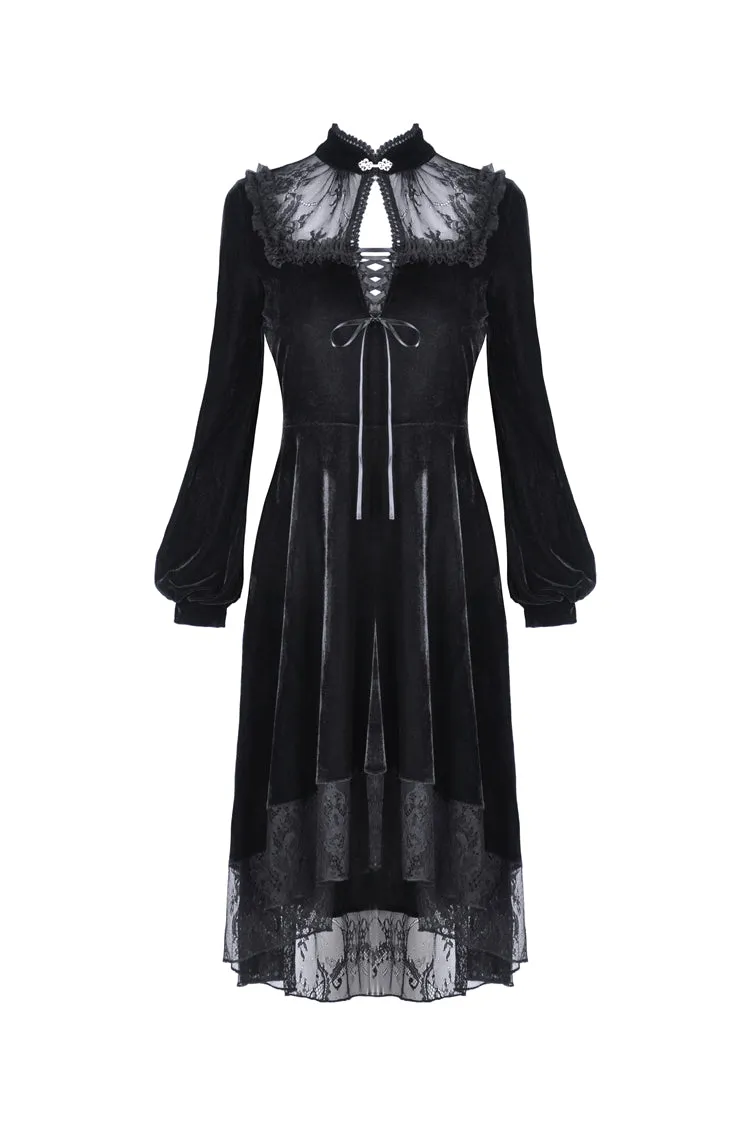 Black women velvet sexy goth dress DW325