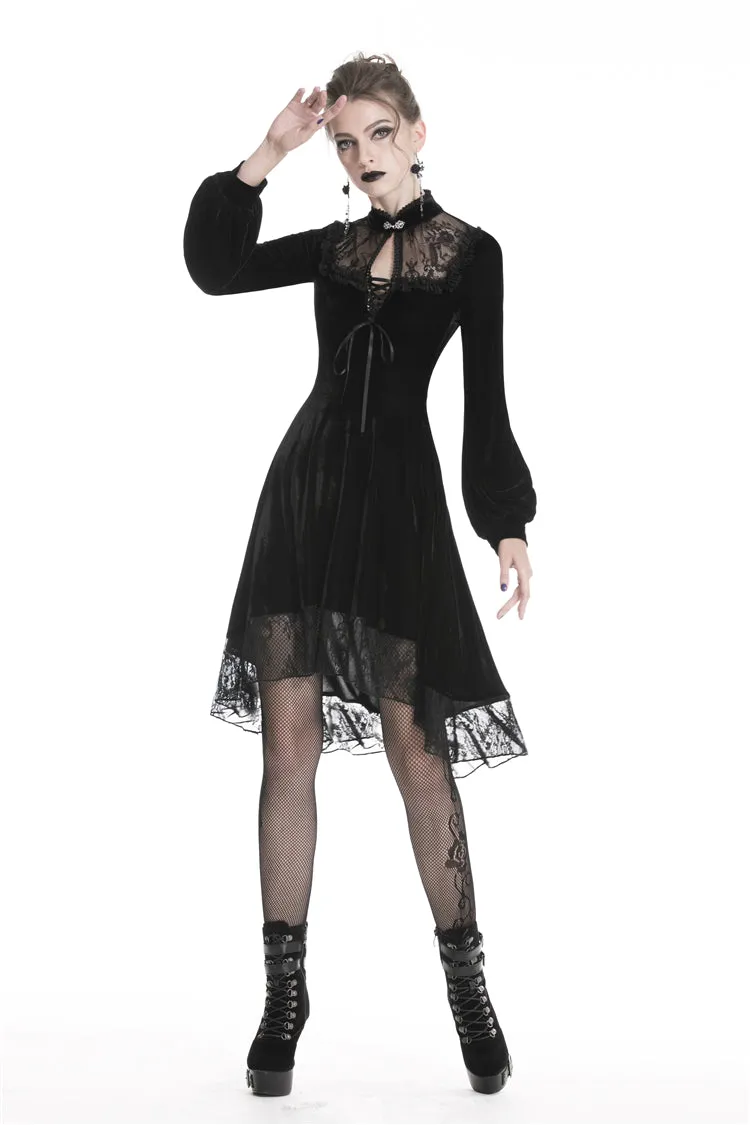 Black women velvet sexy goth dress DW325