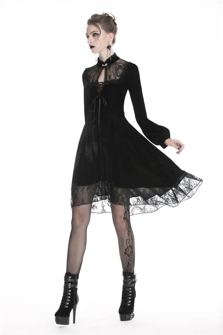 Black women velvet sexy goth dress DW325