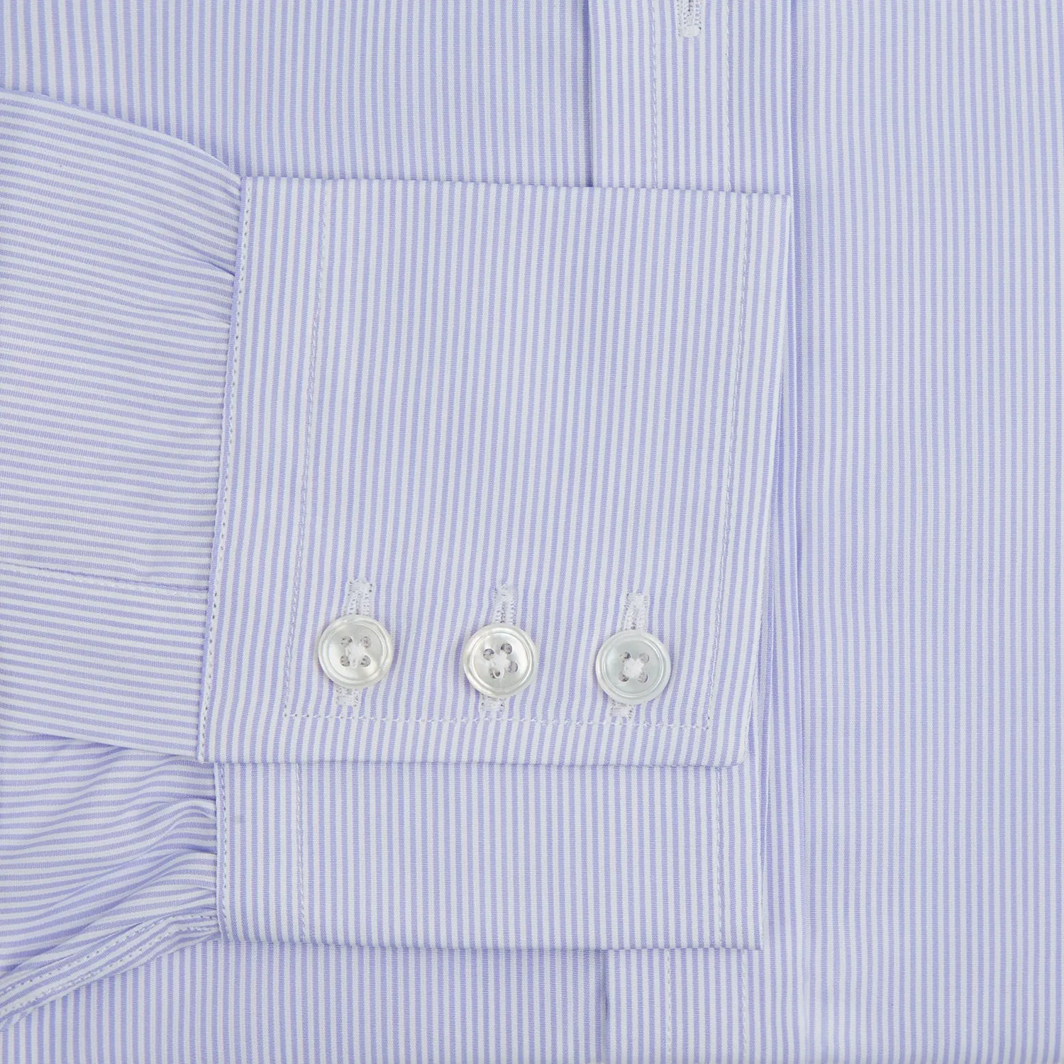 Blue and White Fine Bengal Stripe Sea Island Quality Cotton Shirt with T&A Collar and 3-Button Cuffs