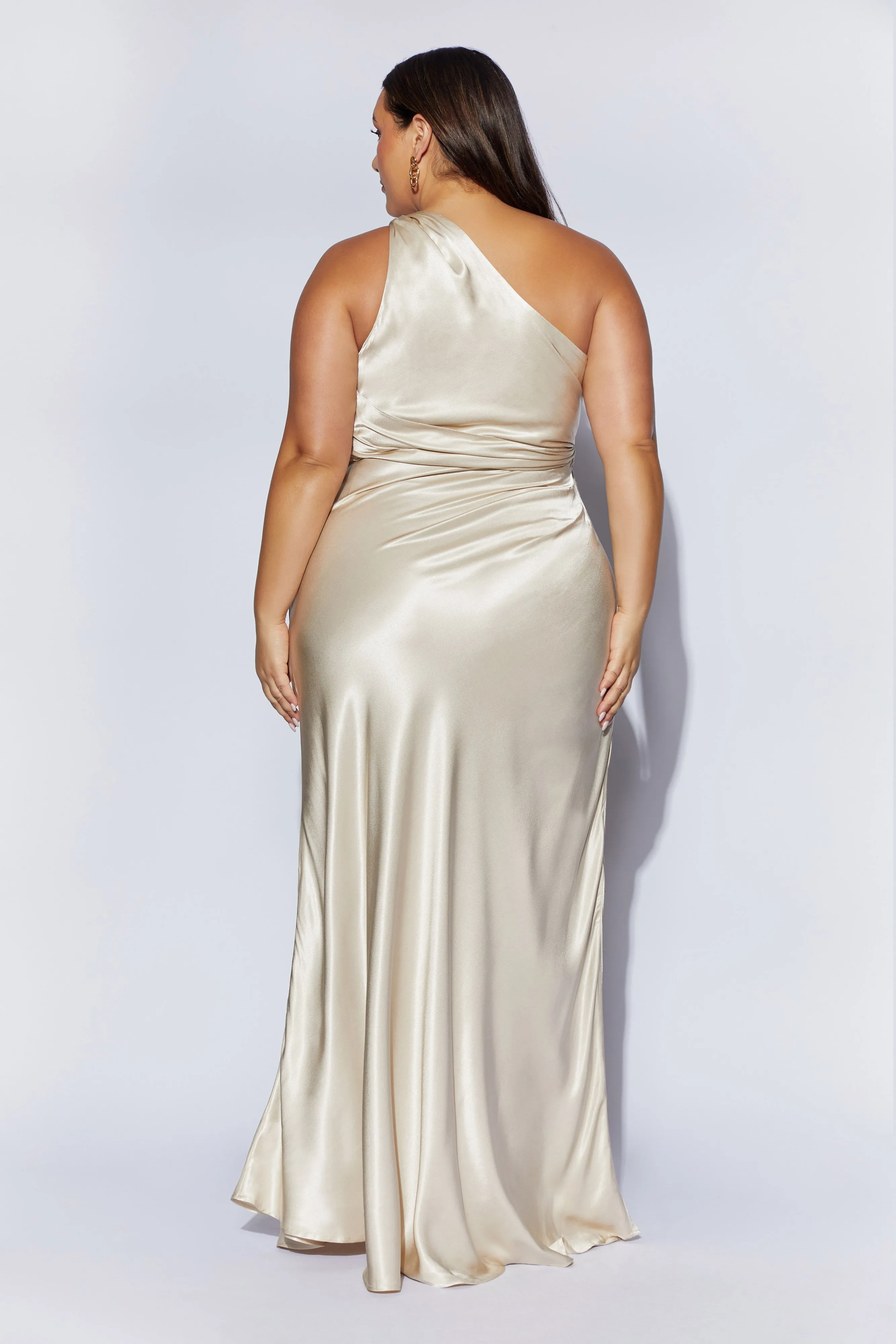 Calliope One Shoulder Maxi Dress - Champagne