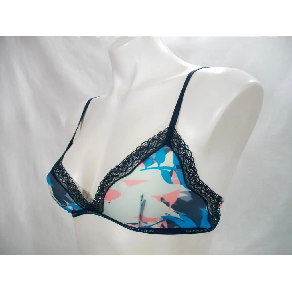 Calvin Klein QF1842 Sheer Marquisette with Lace Unlined Triangle Bra XS X-SMALL Sublime Print