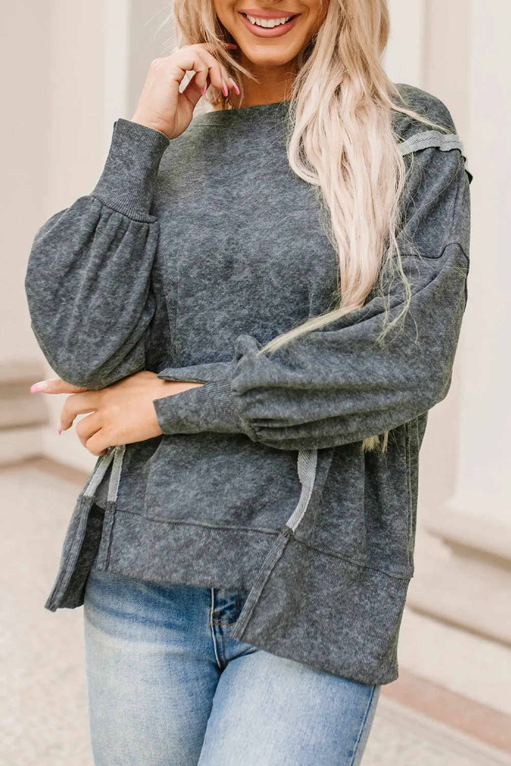 Candace Seam Detail Slit Sweatshirt