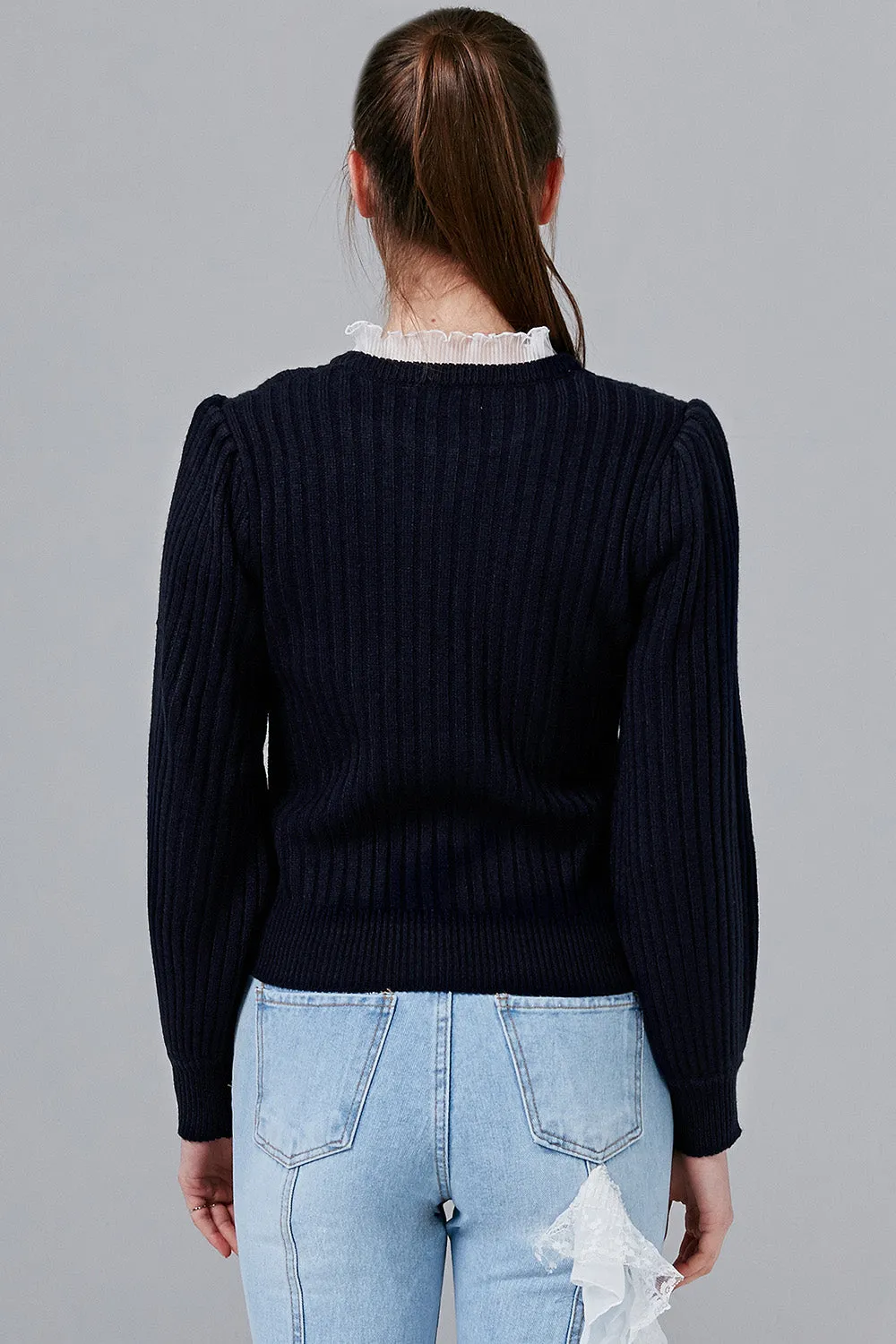 Cara Ruffle Neck Knit Top