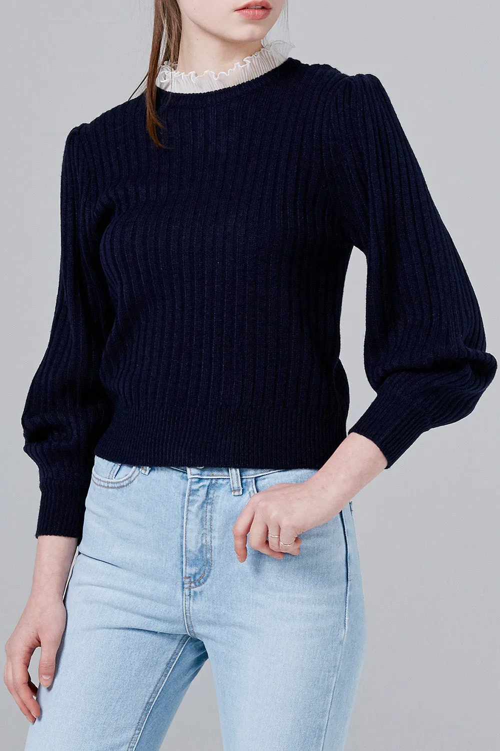 Cara Ruffle Neck Knit Top