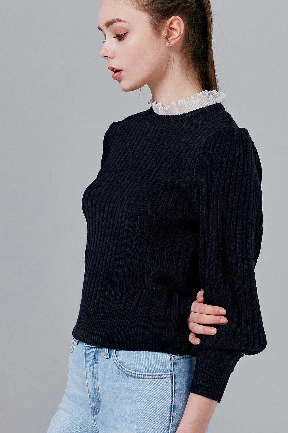 Cara Ruffle Neck Knit Top