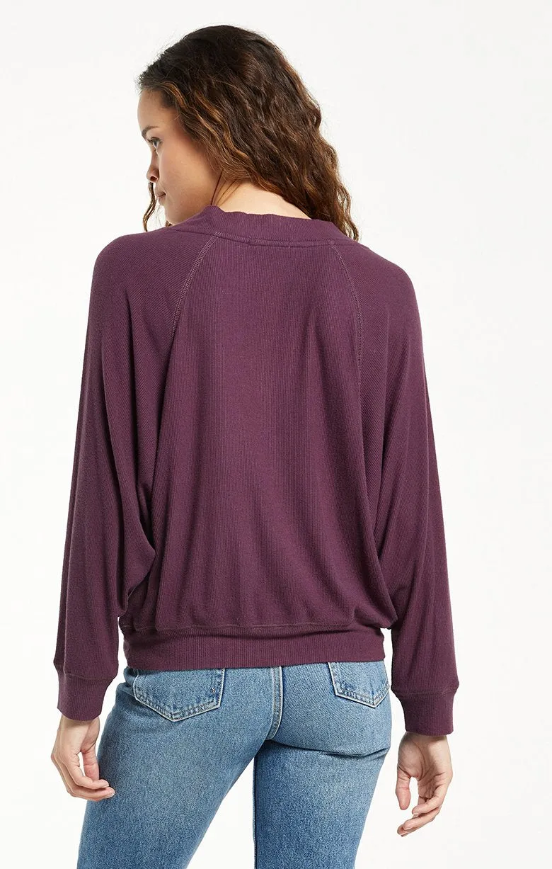 Carly Brushed Rib V-Neck Top