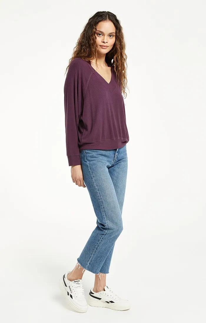 Carly Brushed Rib V-Neck Top