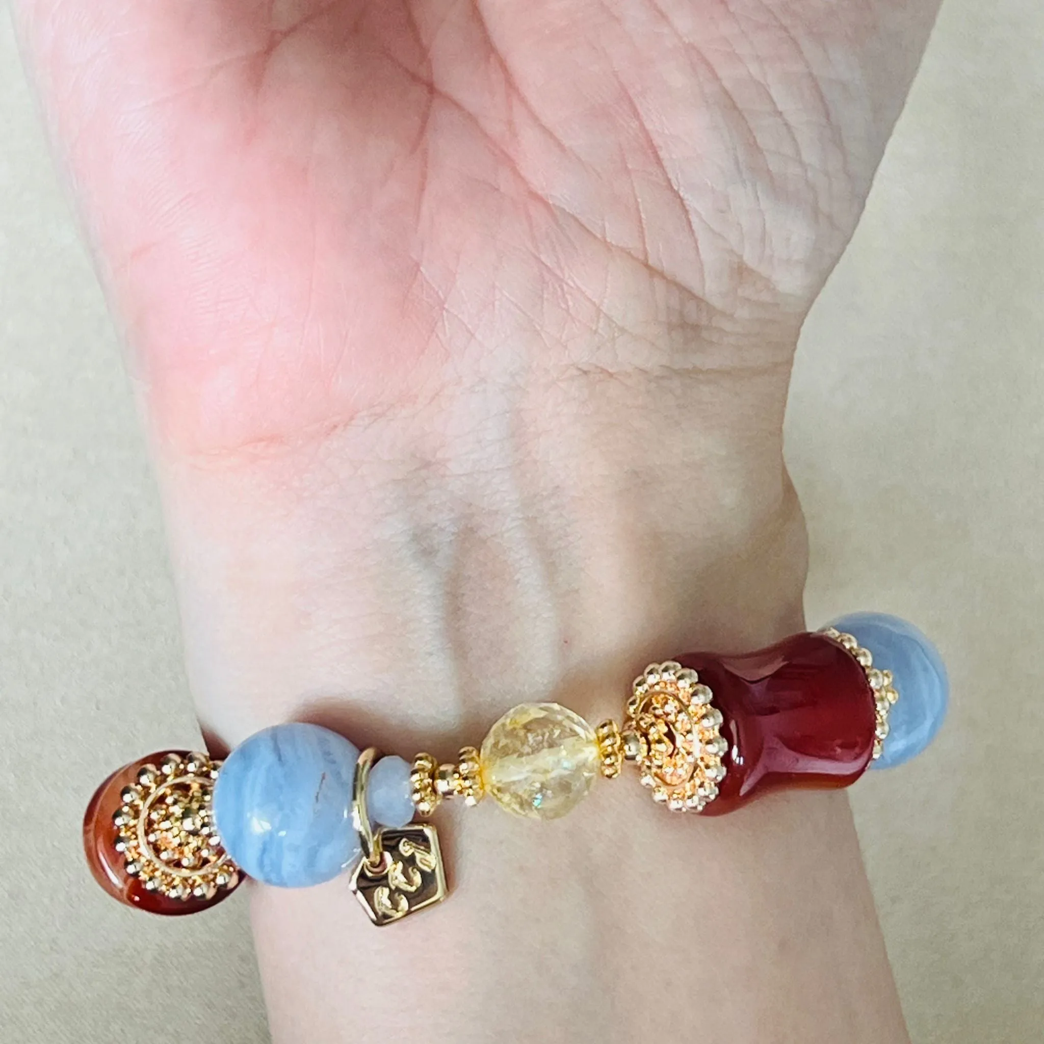 Carnelian, Blue Lace Agate & Citrine Bracelet