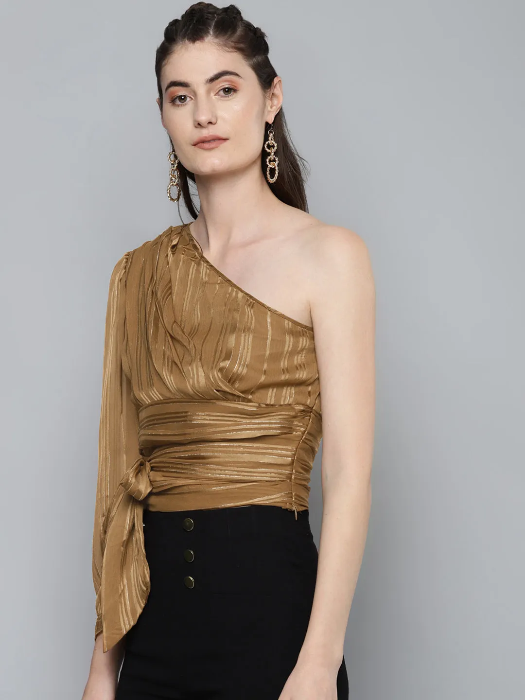 Copper One Shoulder Top