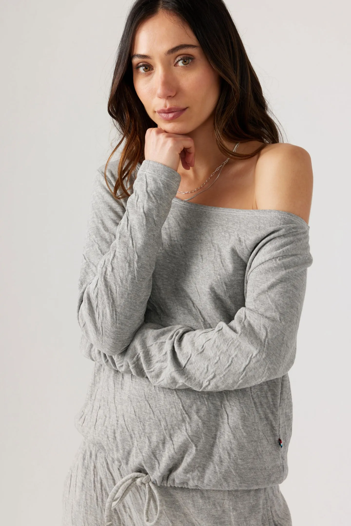 Crinkle Jersey Off Shoulder Top