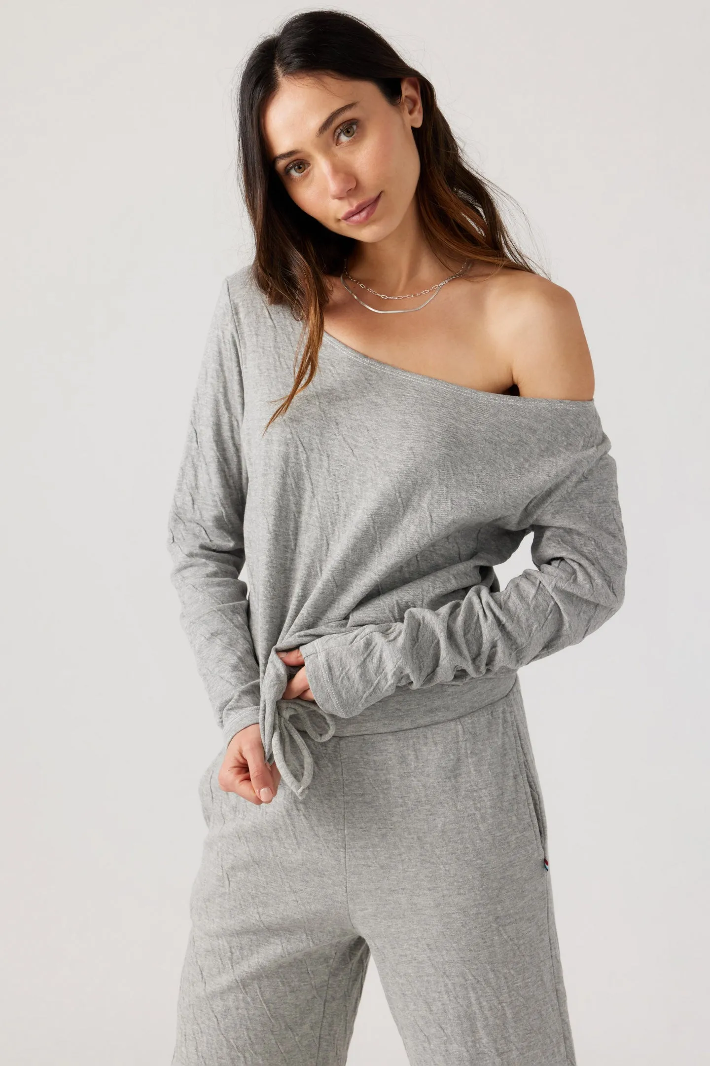 Crinkle Jersey Off Shoulder Top