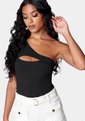 Cutout Asymmetric One Shoulder Bodysuit