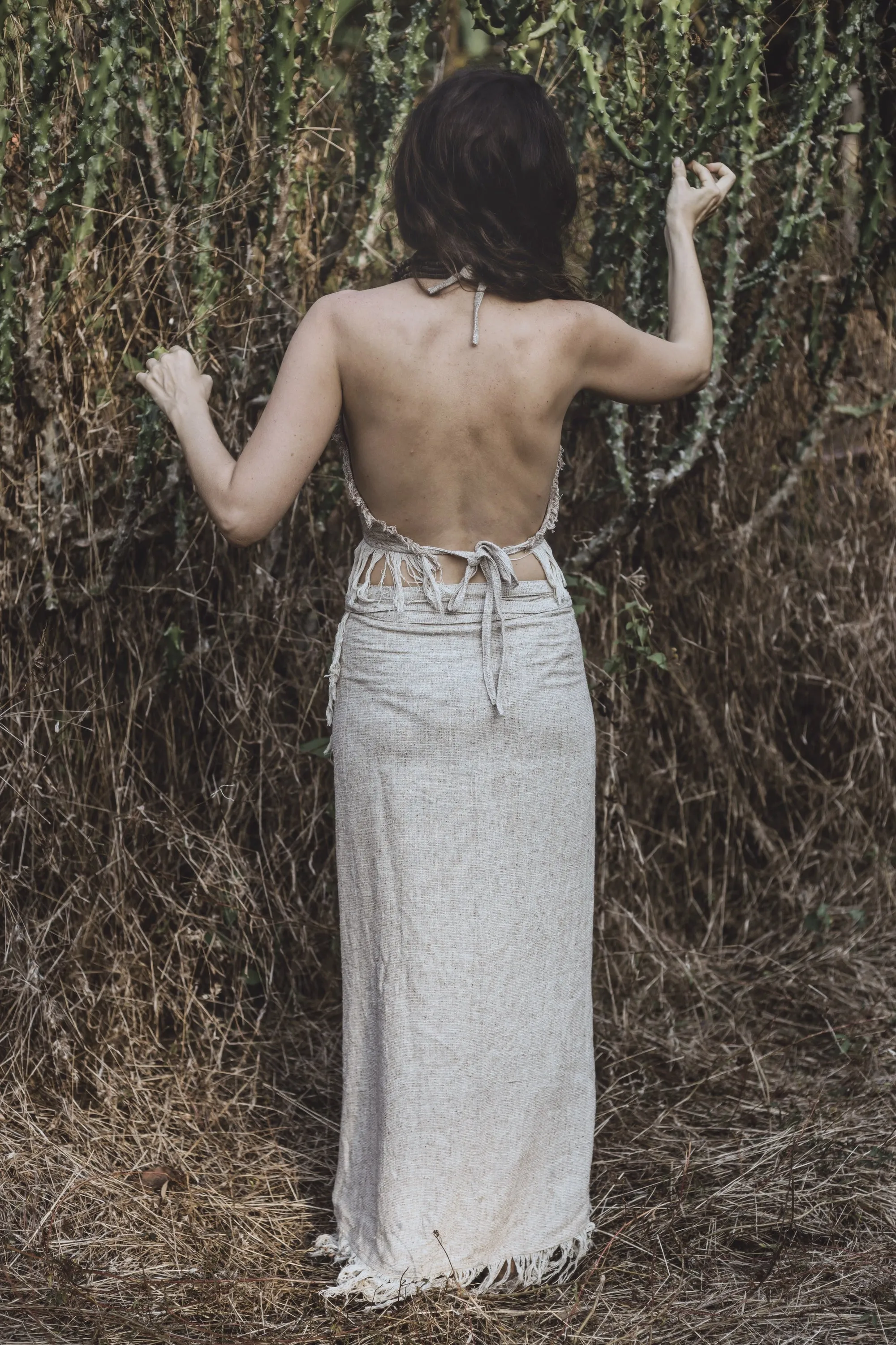 Desert Flower Frayed Top ⋙ Handwoven Raw Silk