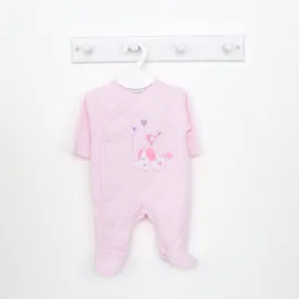 Elephant & Bird Pink Cotton Sleepsuit