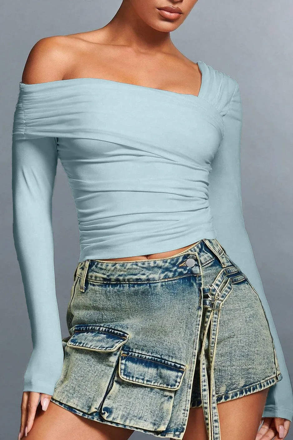 Fiorella Baby Blue Asymmetric Top