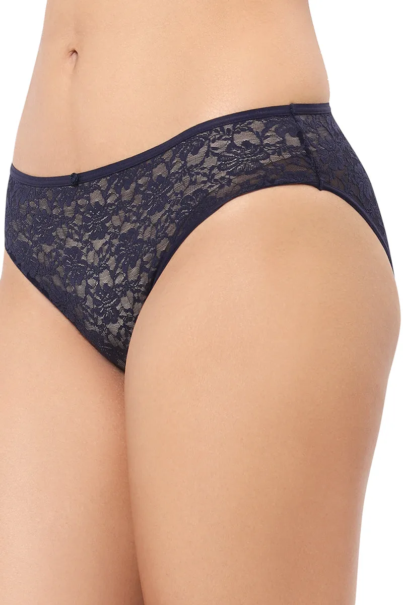 Floral Romance Three-Fourth Coverage Low Rise Bikini Panty - Midnight