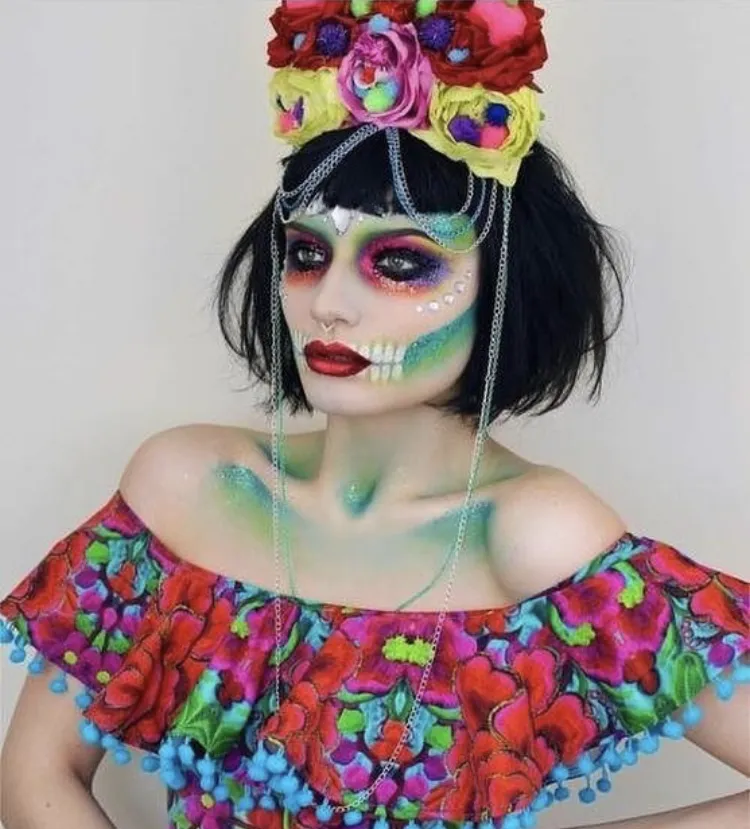 FOLKLORICO OFF SHOULDER POM POM FRILL CROP TOP