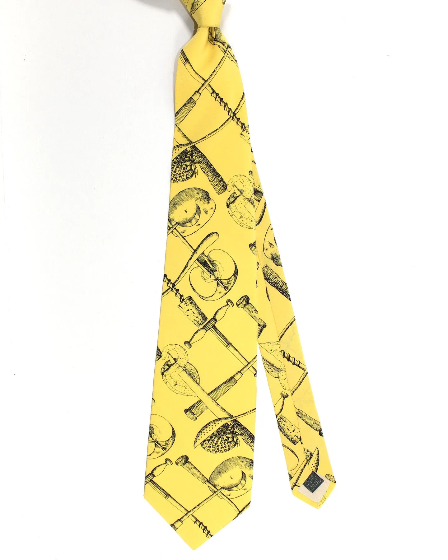 Fornasetti Silk Tie Yellow Appetizer Design - Wide Necktie SALE