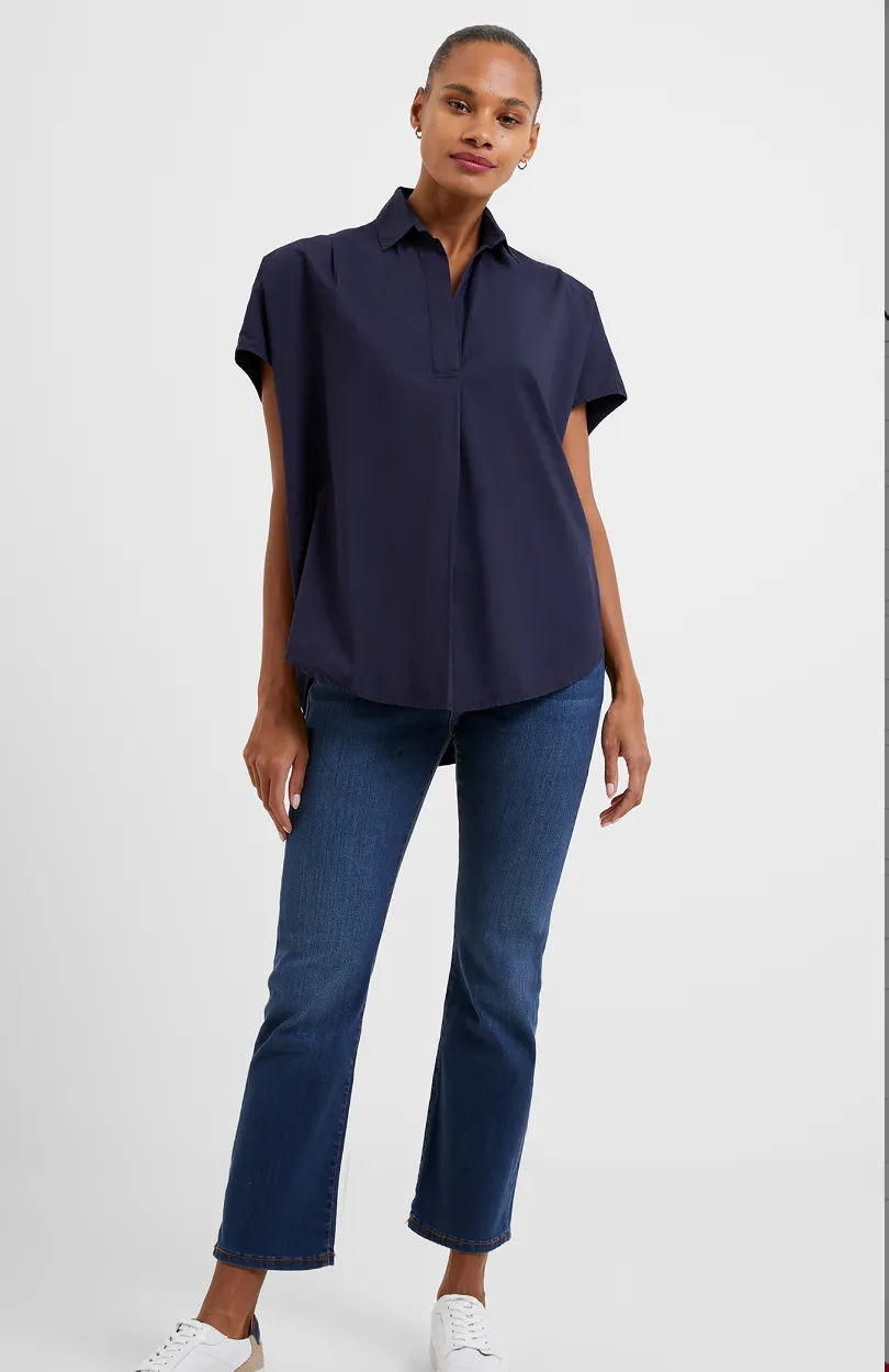 French Connection POPLIN Shirting Cap Sleeve Popover