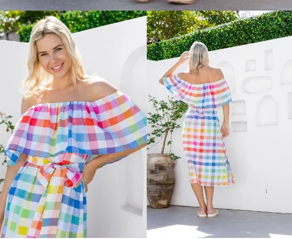 Gelato check ruffle dress