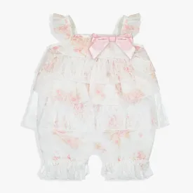 Girls Floral Chiffon Ruffle Romper