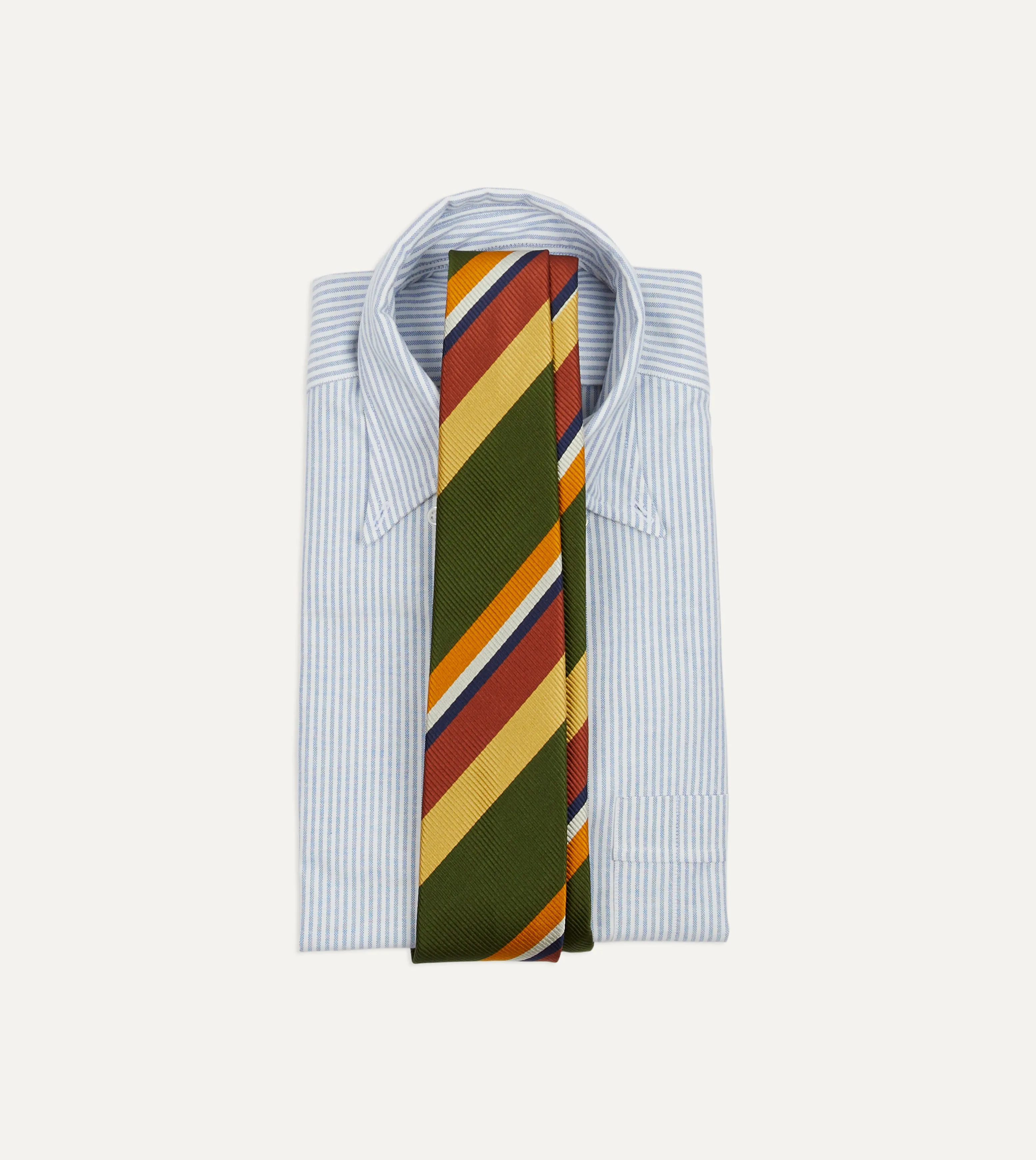 Green Multi Stripe Silk Tipped Tie