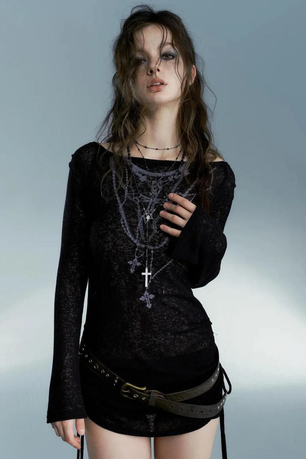 Grunge Cross Necklace Designed Top