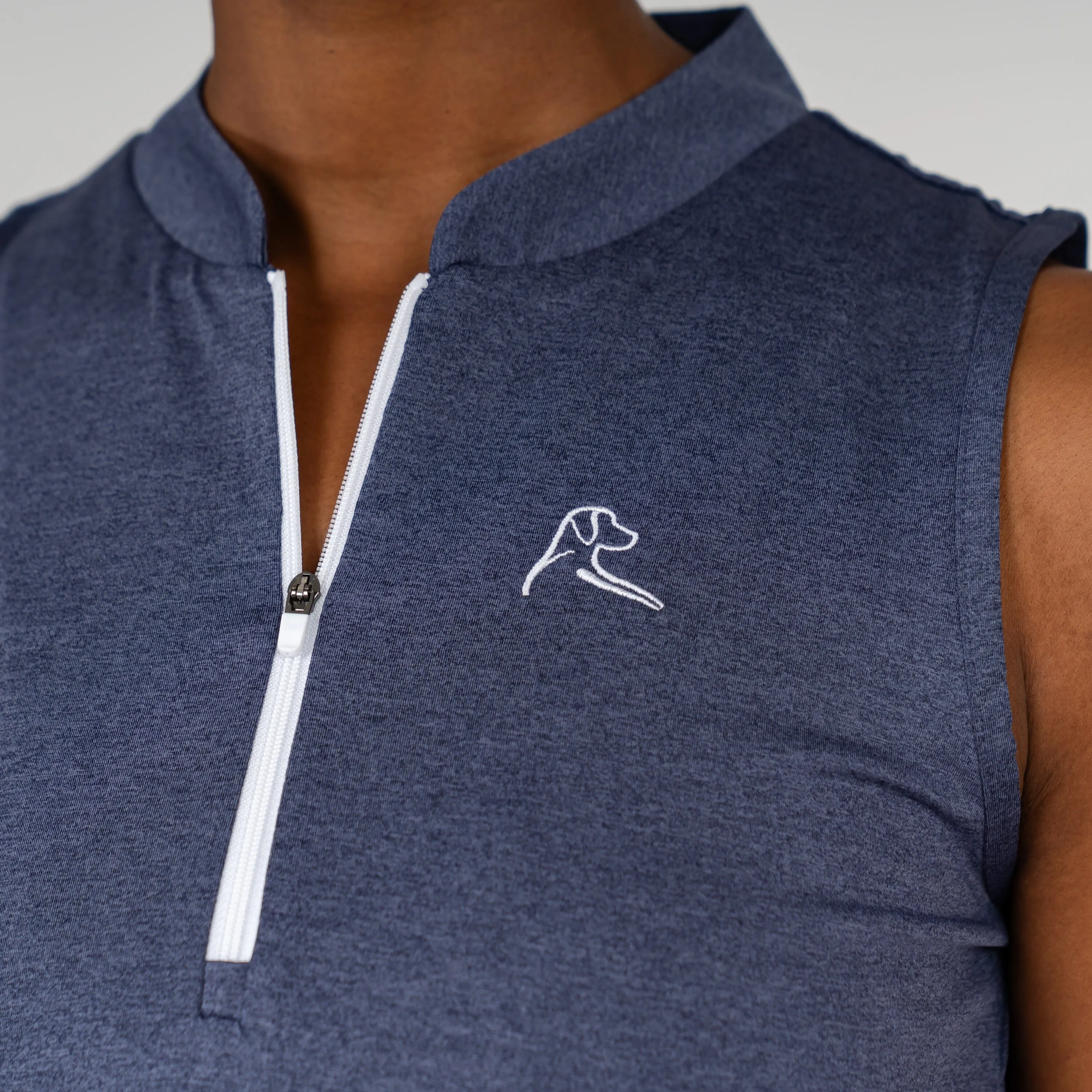 Heather Sleeveless Zip | Heather - Annapolis Blue/Blue Steel