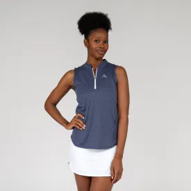 Heather Sleeveless Zip | Heather - Annapolis Blue/Blue Steel